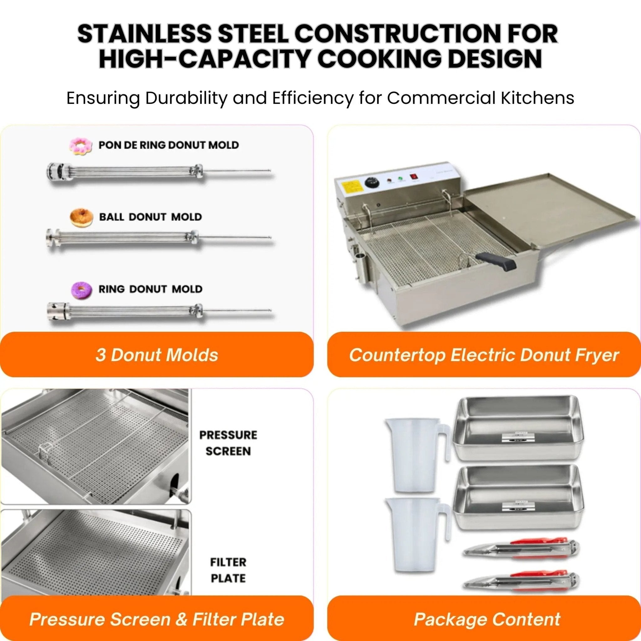 Desktop Semi - Automatic Donut Maker with 3 Adjustable Thickness Molds Donut Machine T - 102SDesktop Semi - Automatic Donut Maker