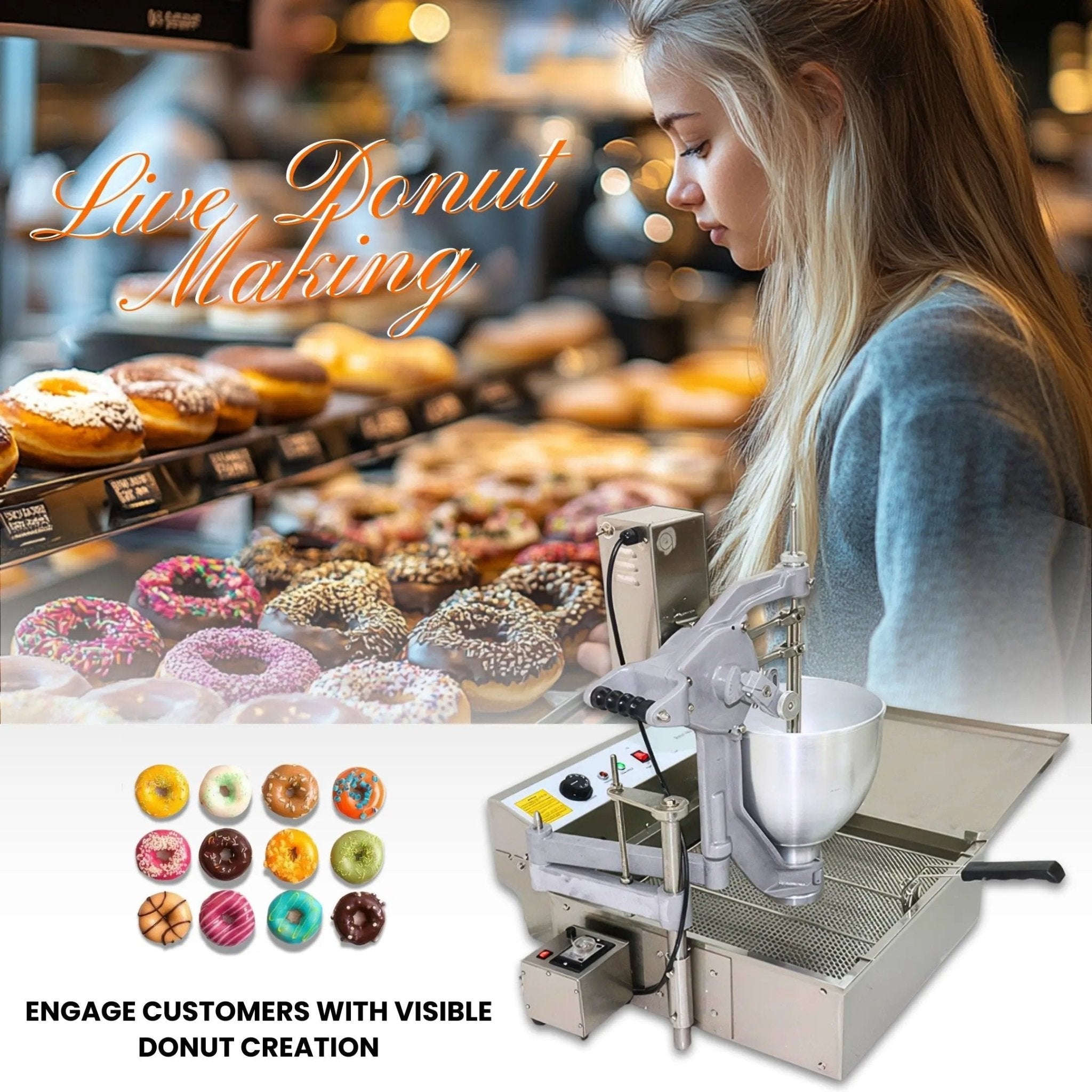 Desktop Semi - Automatic Donut Maker with 3 Adjustable Thickness Molds Donut Machine T - 102SDesktop Semi - Automatic Donut Maker