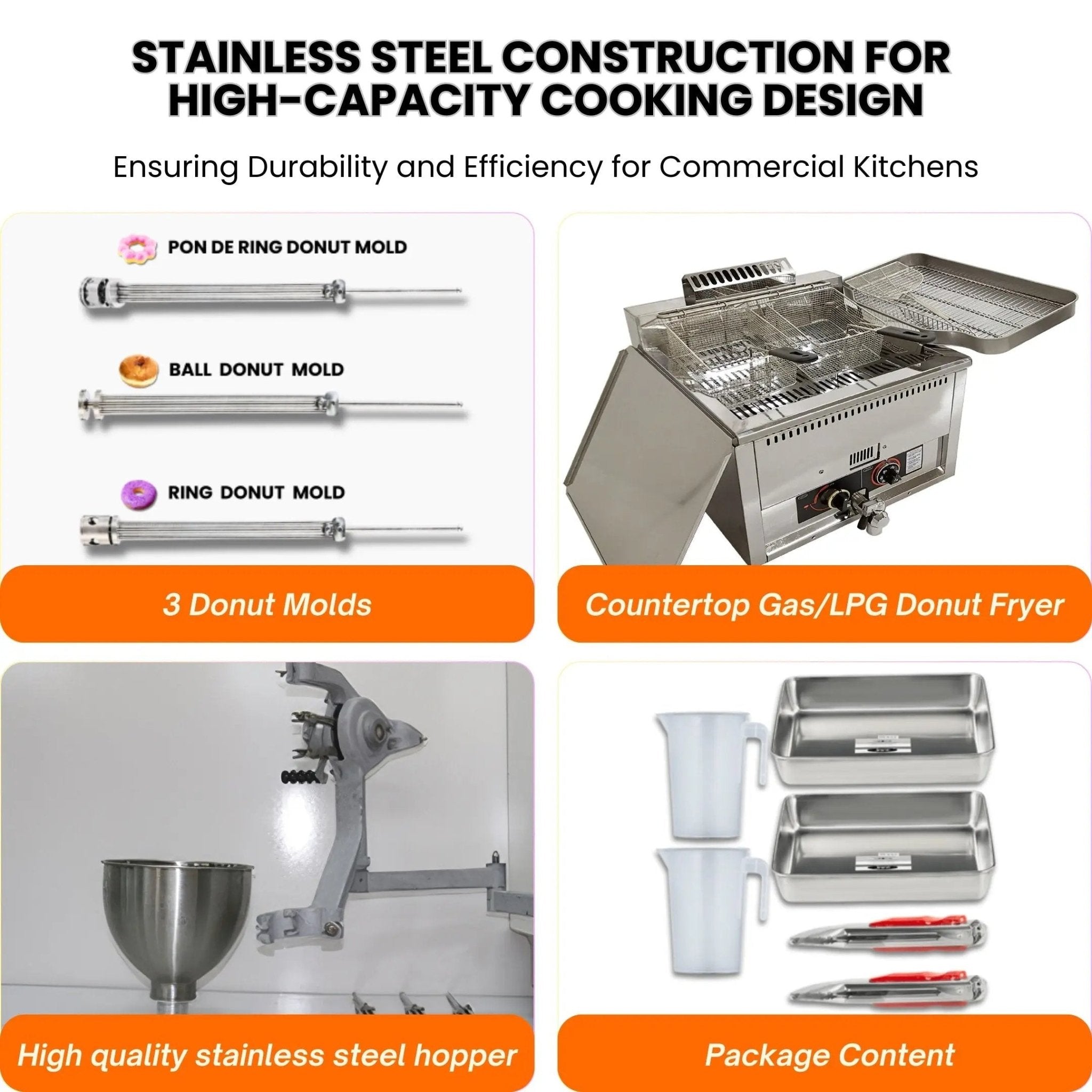 Desktop Semi - Automatic Gas Donut Maker Adjustable Thickness Donut Maker T - 102SRQDonut Gas Fryer 3 Donut Moulds Donut Machine Maker