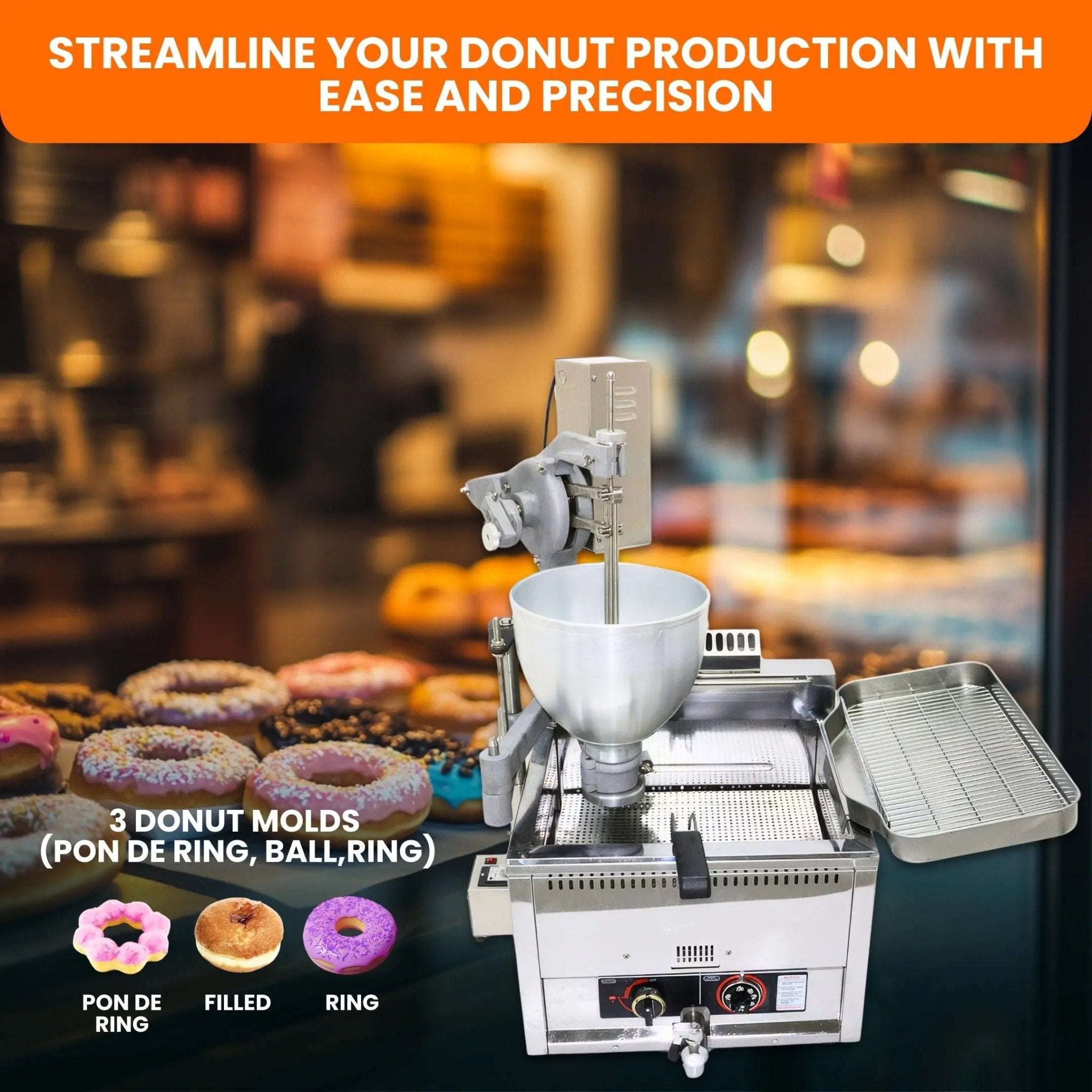 Desktop Semi - Automatic Gas Donut Maker Adjustable Thickness Donut Maker T - 102SRQDonut Gas Fryer 3 Donut Moulds Donut Machine Maker