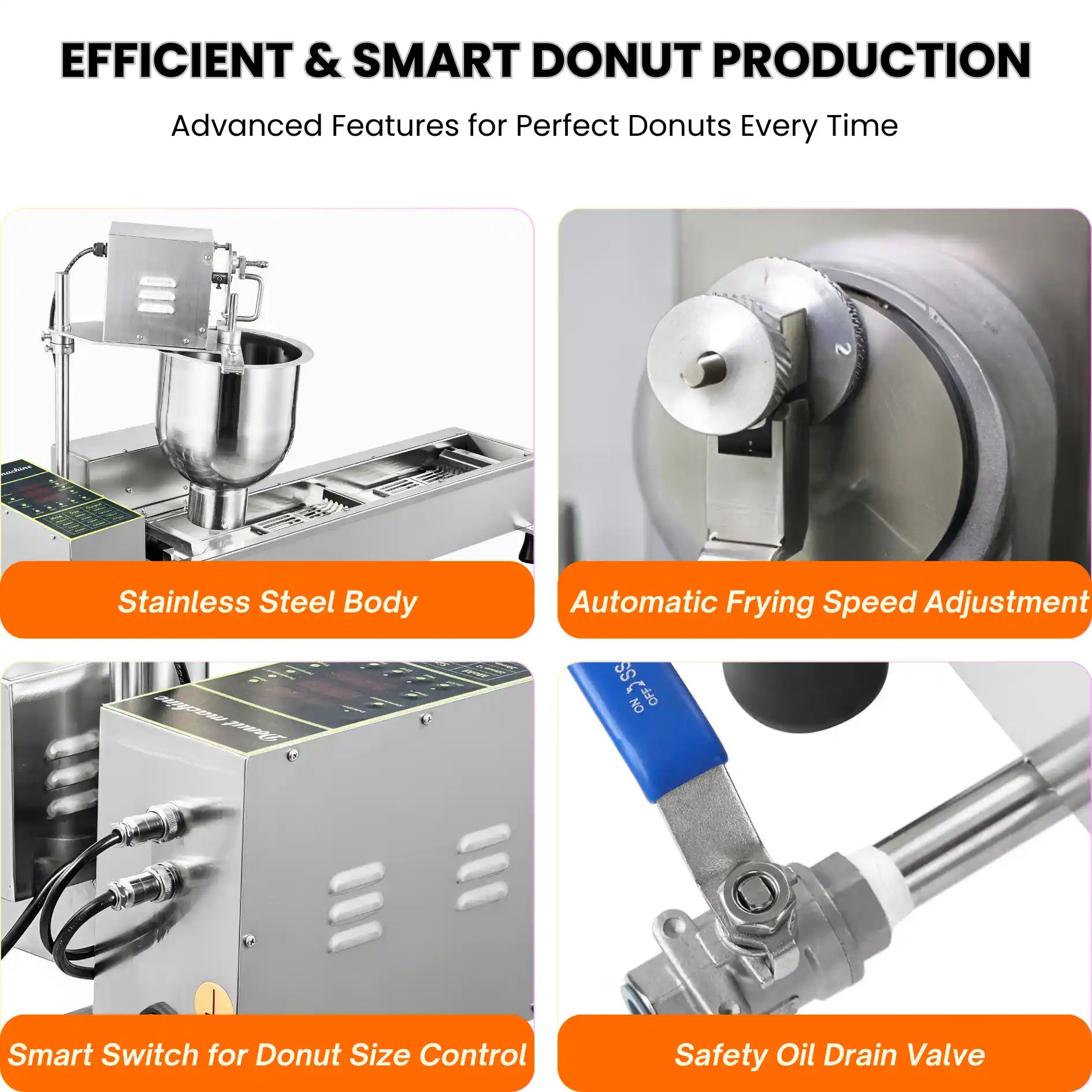 Automatic flipping system in the single-row donut fryer for even cooking and consistent quality
