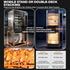 Modular commercial rotisserie ovens: 10.5kW single unit on caster stand (28-35 birds) vs 21kW double-deck stacked (56-70 birds)