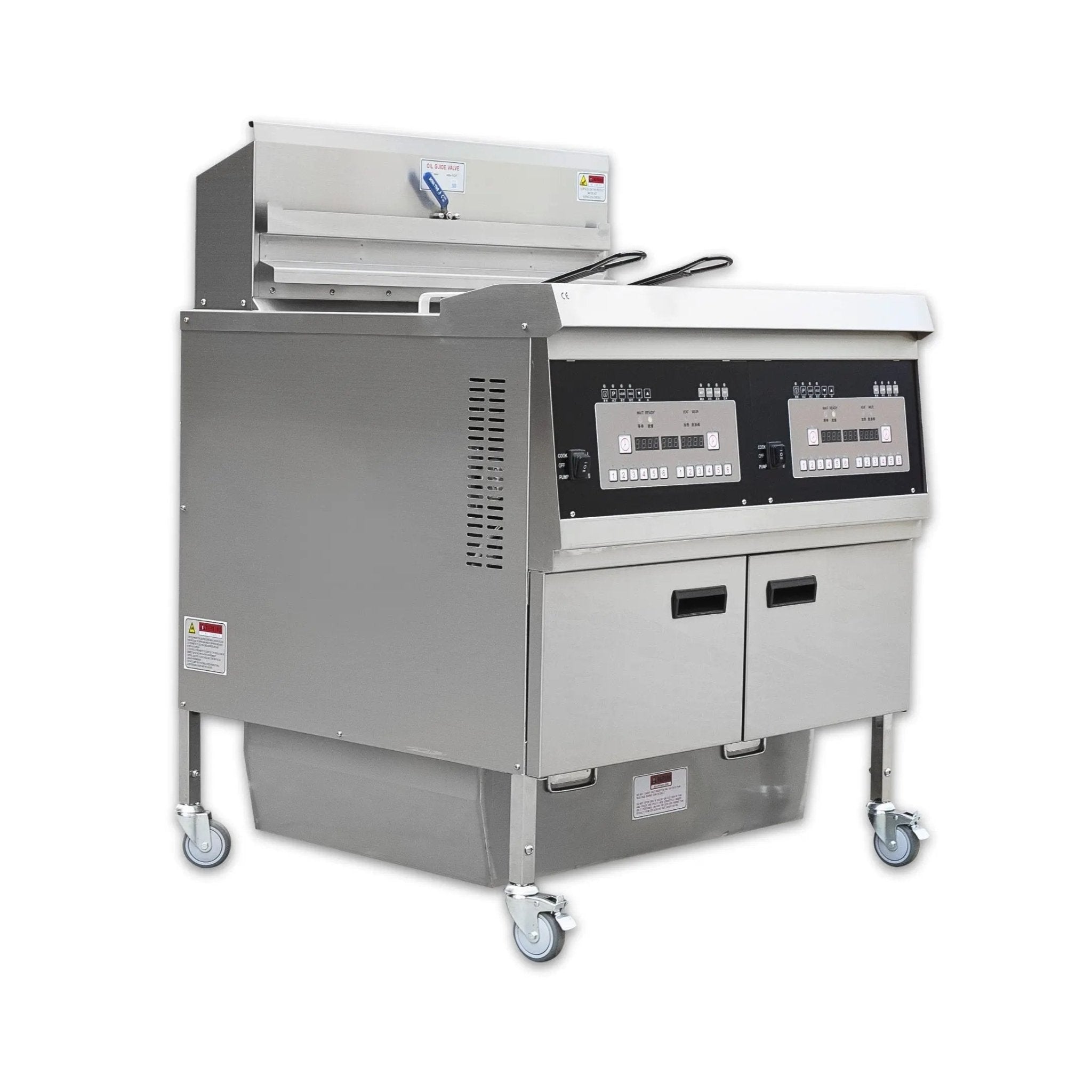 Dual Tank Gas Open Deep Fryer with Oil Filtration System and Programmable Controls OFG - 302Dual Tank Open Deep Fryer