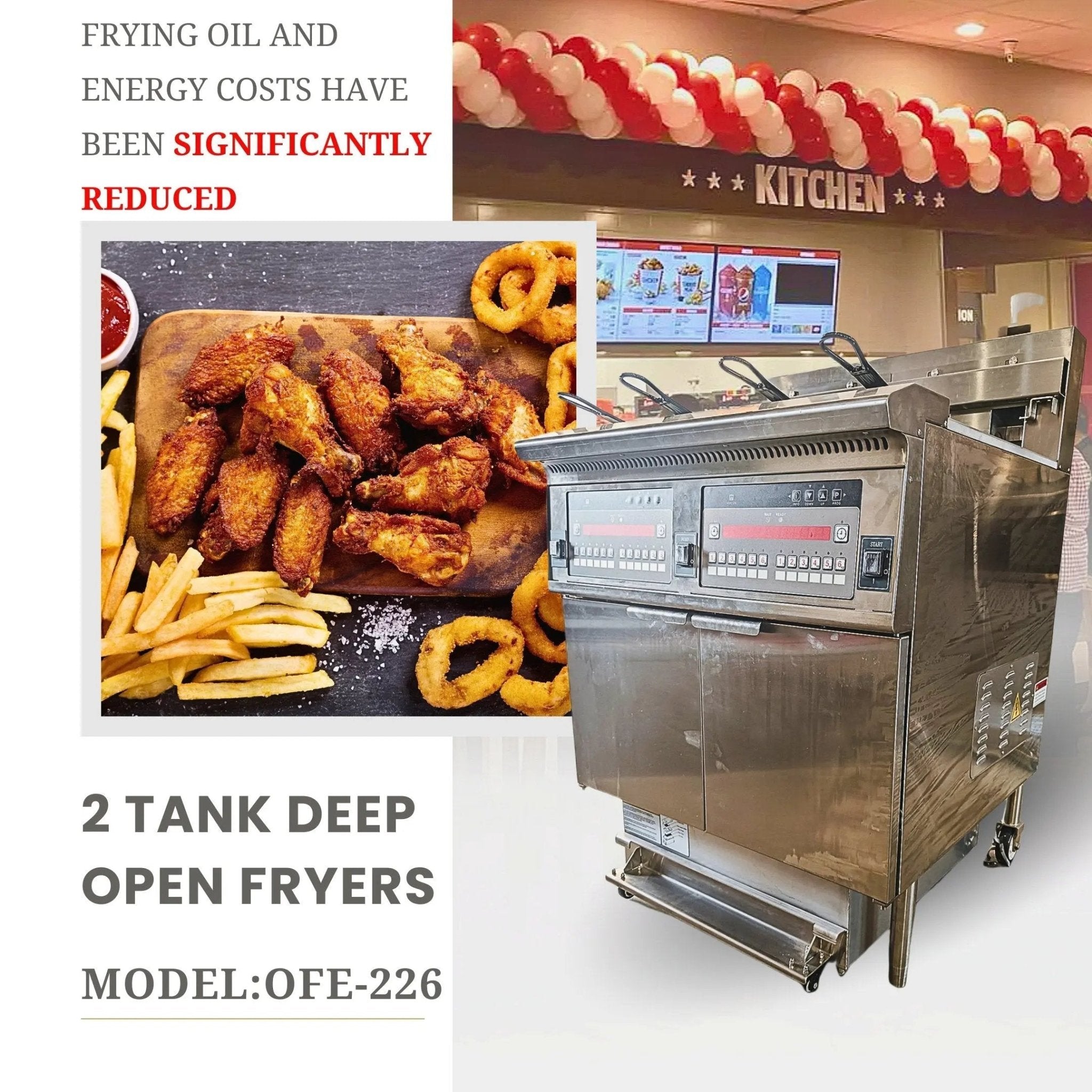 Dual Tank Split Pot Electric Deep Fryers with Oil Filtration System OFE - 226Dual Tank Open Deep Fryer