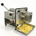 Electric french fry cutter and crinkle slicer machine in 240V configuration discharging perfect wavy potato strips into a stainless steel pan.