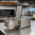 Dimensions and technical specifications of the 20.5 inch compact electric potato cutter for countertop prep stations.