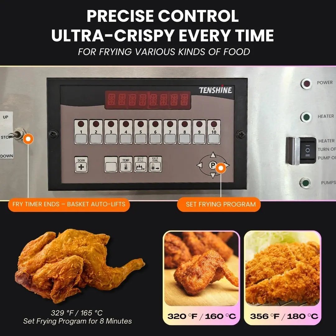 Precise 10-channel digital control panel on the electric pressure fryer commercial model