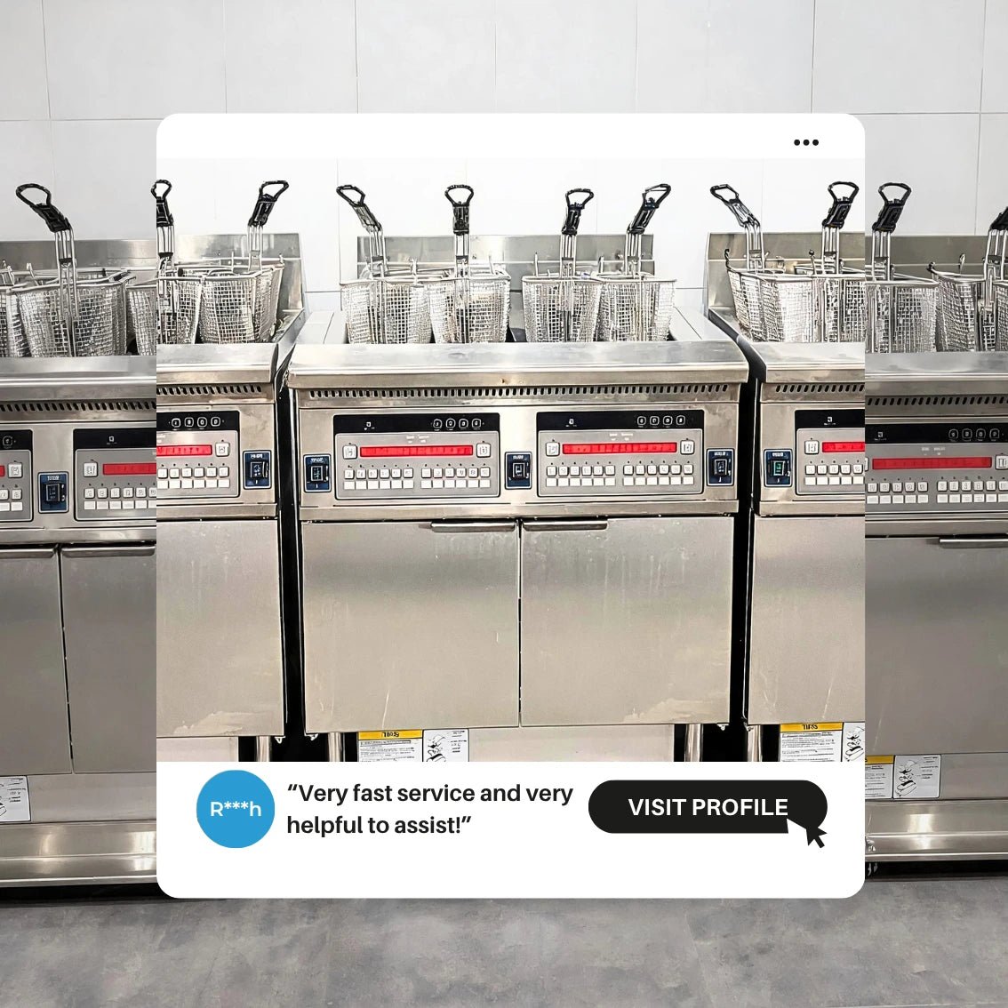 Positive customer reviews and five-star feedback from fast-food owners currently using the Tenshine TS-EF226 floor fryers for restaurant operations.