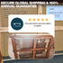 Tenshine BT-2P breading table securely packed in a heavy-duty wooden crate for safe global shipping, featuring a 5-star customer review from Australia praising the fast service.