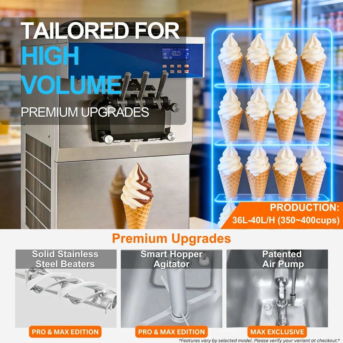 Serving premium FroYo and vegan sorbet using the high-capacity commercial frozen yogurt machine with independent smart cooling.