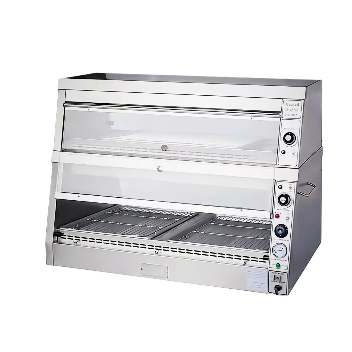 Side profile of the single-tier humidified holding cabinet with a water pan for precise moisture control and front/rear access doors.