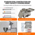 Four-panel detail view of the industrial gas donut fryer, highlighting the food-grade stainless steel construction and heavy-duty gas burner components.