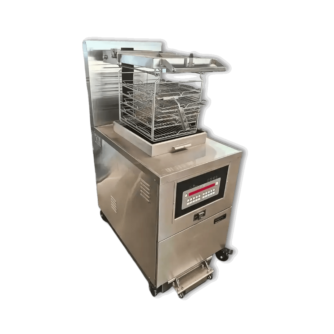 Large Capacity Commercial Deep Fryer A Deep Fryer with Oil Filtration Featuring Counter-Balance Lid-Commercial Electric Floor Open Deep Fryers