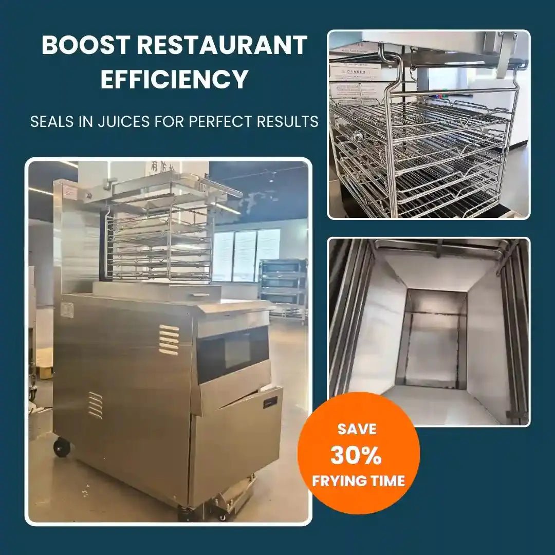 Large Capacity Commercial Deep Fryer A Deep Fryer with Oil Filtration Featuring Counter-Balance Lid-Commercial Electric Floor Open Deep Fryers