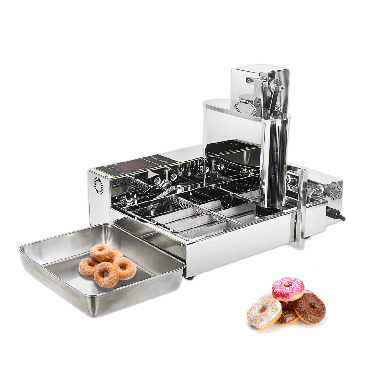 Tenshine LBD-4 fully automatic 4-row mini donut robot machine with fresh donuts