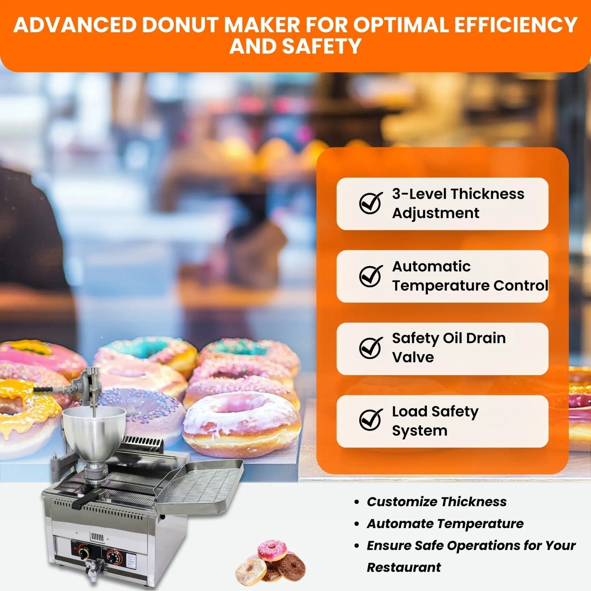 Manual Gas Donut Fryer with 3 Molds & Adjustable Thickness – Donut Maker T - 102RQAuto Doughnut Maker