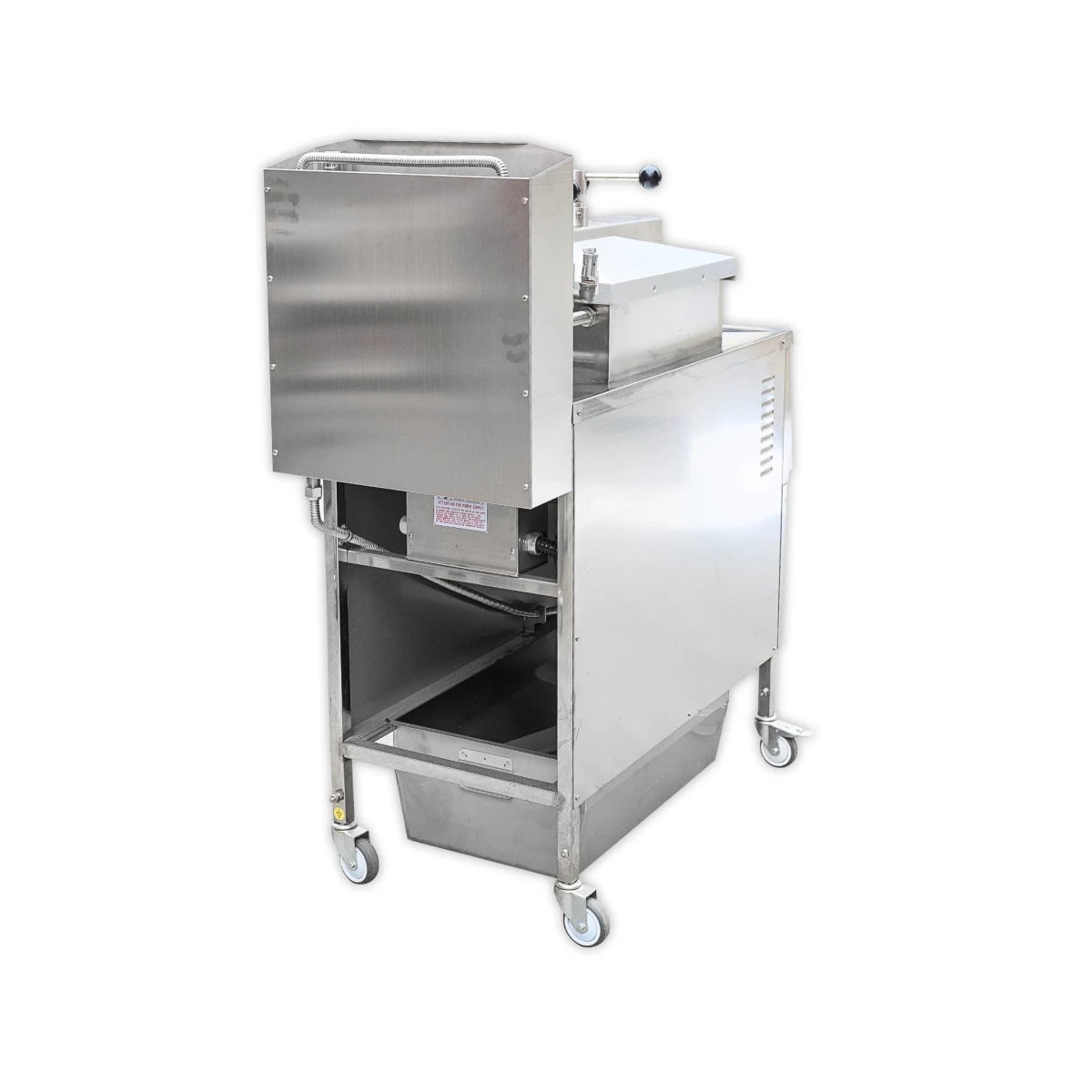 Back view of the TS-GP25 manual gas pressure fryer showcasing its streamlined, low-maintenance structure.