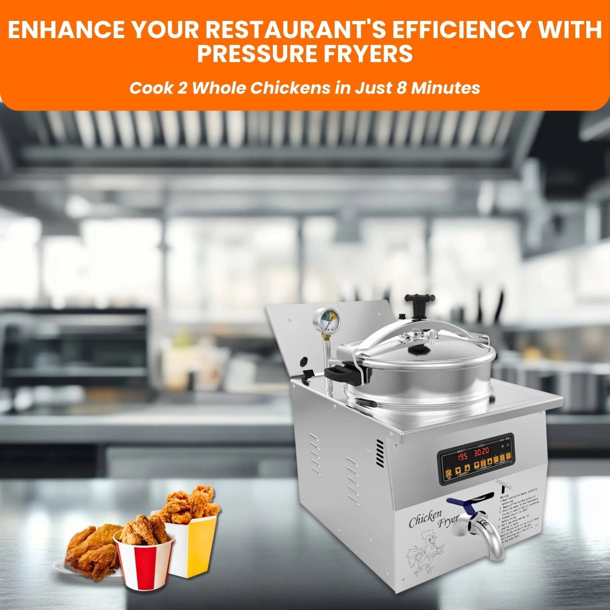 MDXZ - 16B Commercial Desktop Computer Control Panel Pressure Deep FryerPressure Fryer