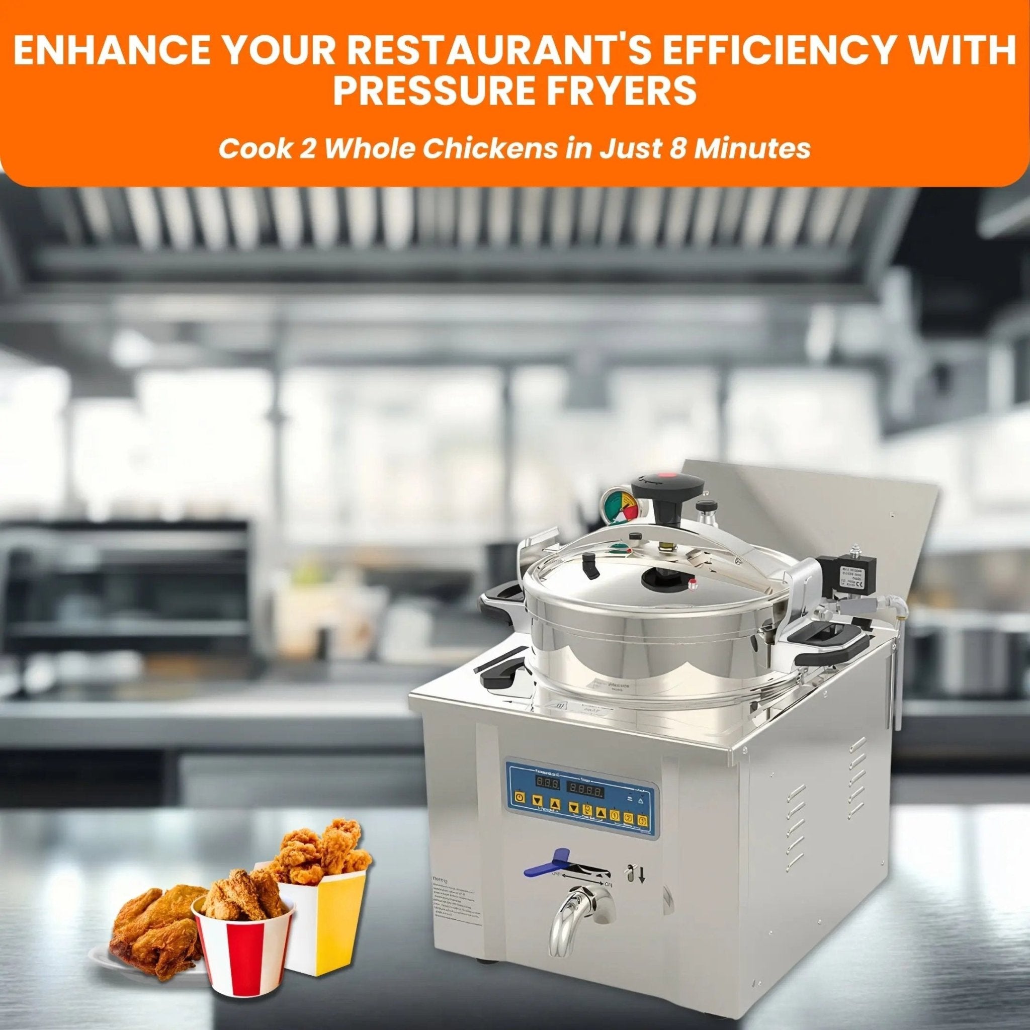 MDXZ - 22 Commercial Desktop Computer Control Panel 3.5KW 42lb / 22L Pressure Deep FryerPressure Fryer