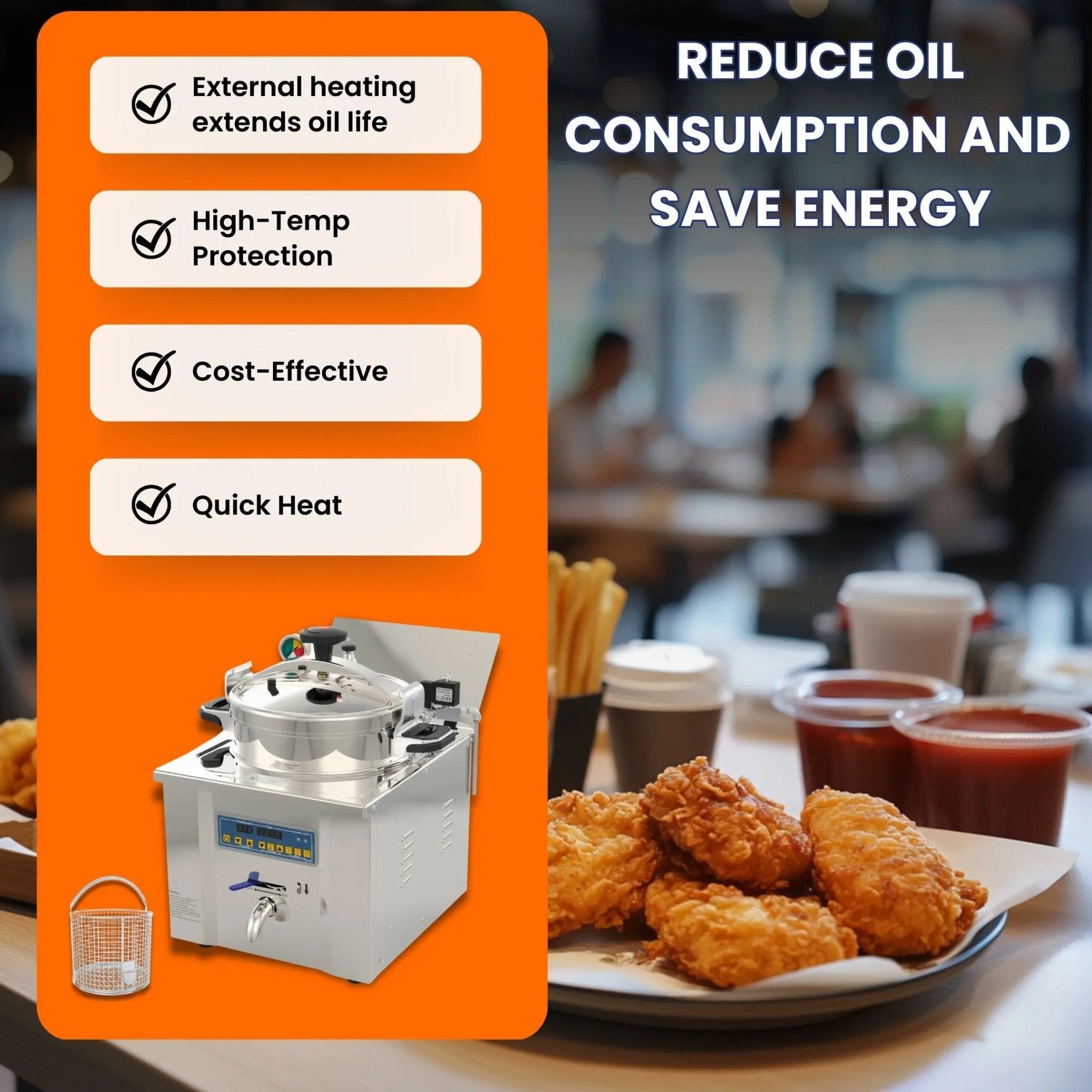 MDXZ - 22 Commercial Desktop Computer Control Panel 3.5KW 42lb / 22L Pressure Deep FryerPressure Fryer