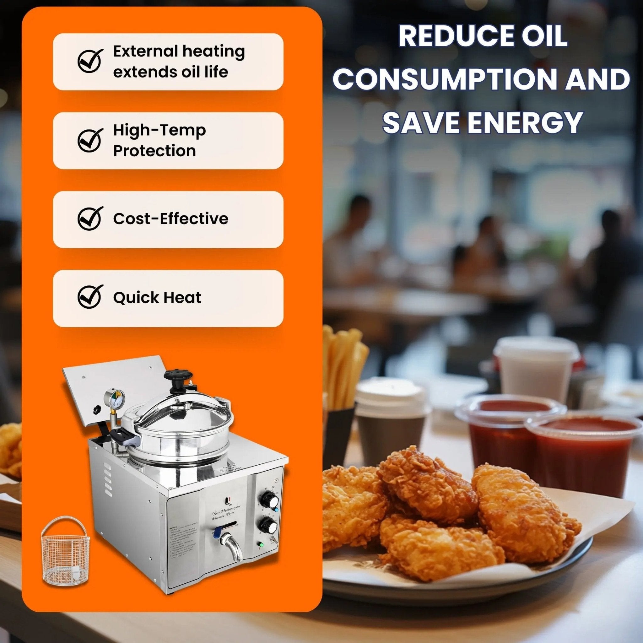 MDXZ16 Countertop Mechanical Electric Pressure Fryer 3KW 31lb/16LPressure Fryer