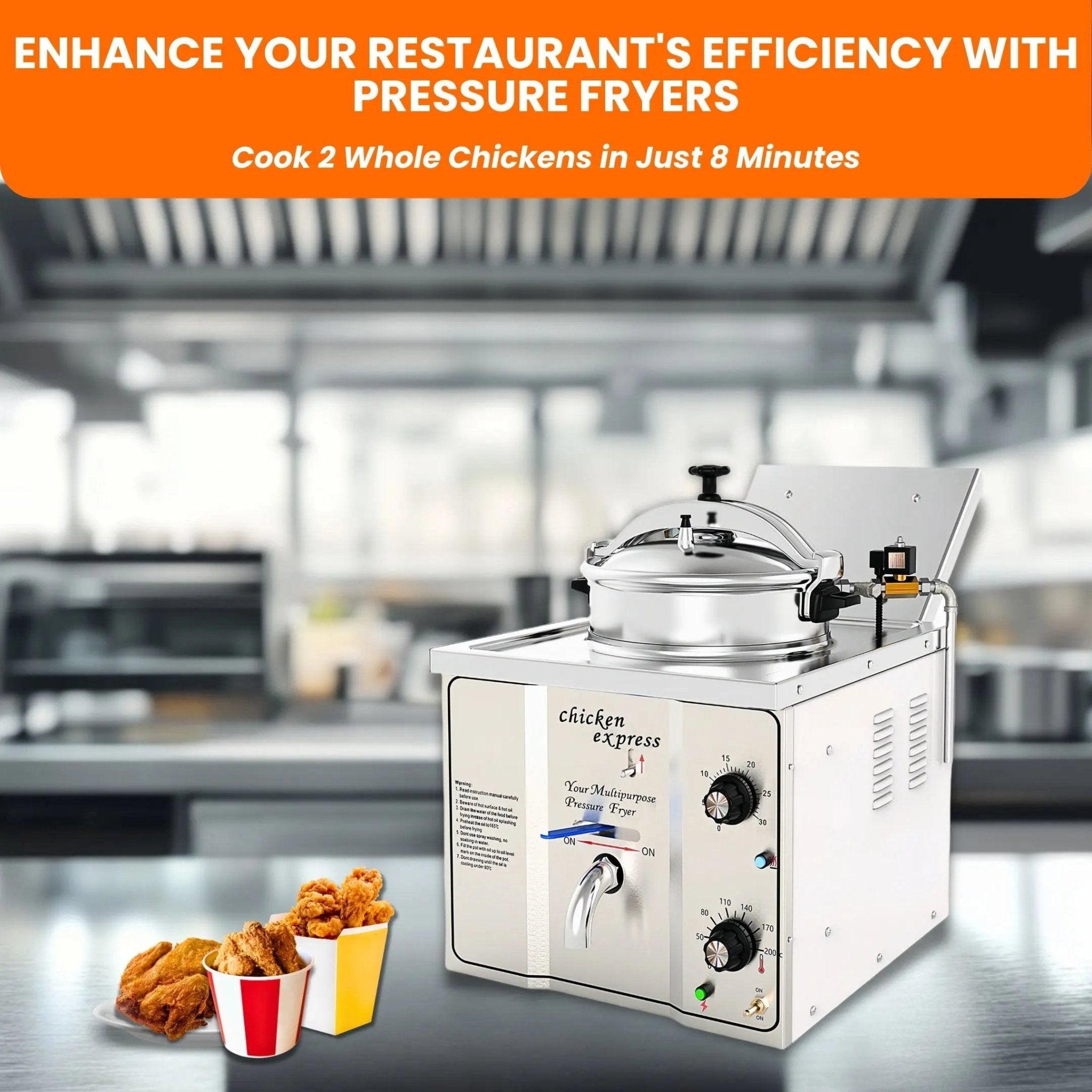 MDXZ16 Countertop Mechanical Electric Pressure Fryer 3KW 31lb/16LPressure Fryer