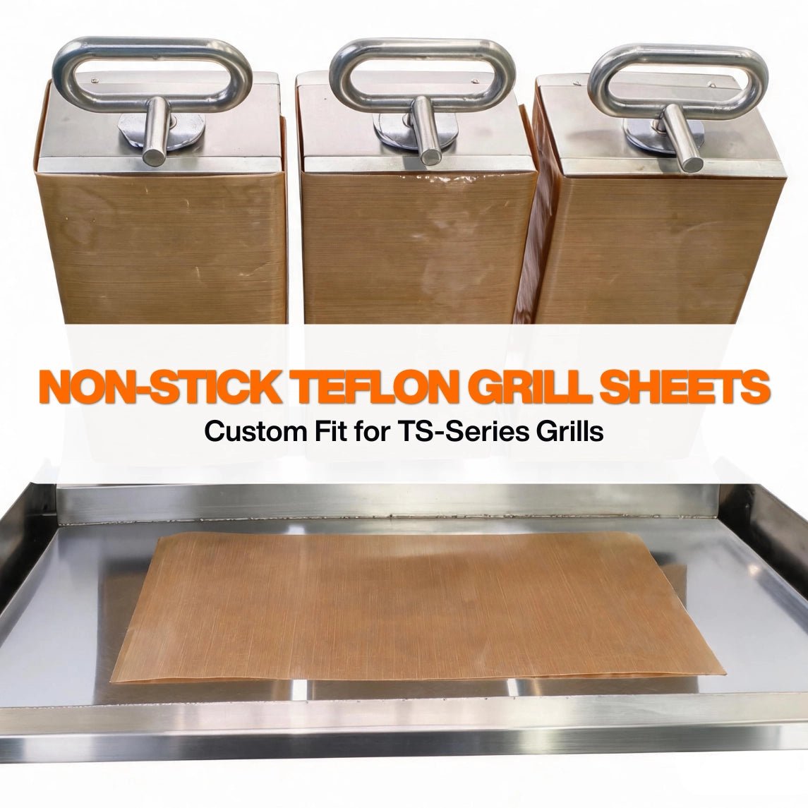 Premium non-stick Teflon grill sheets custom fit for commercial contact grills and flat top griddles.