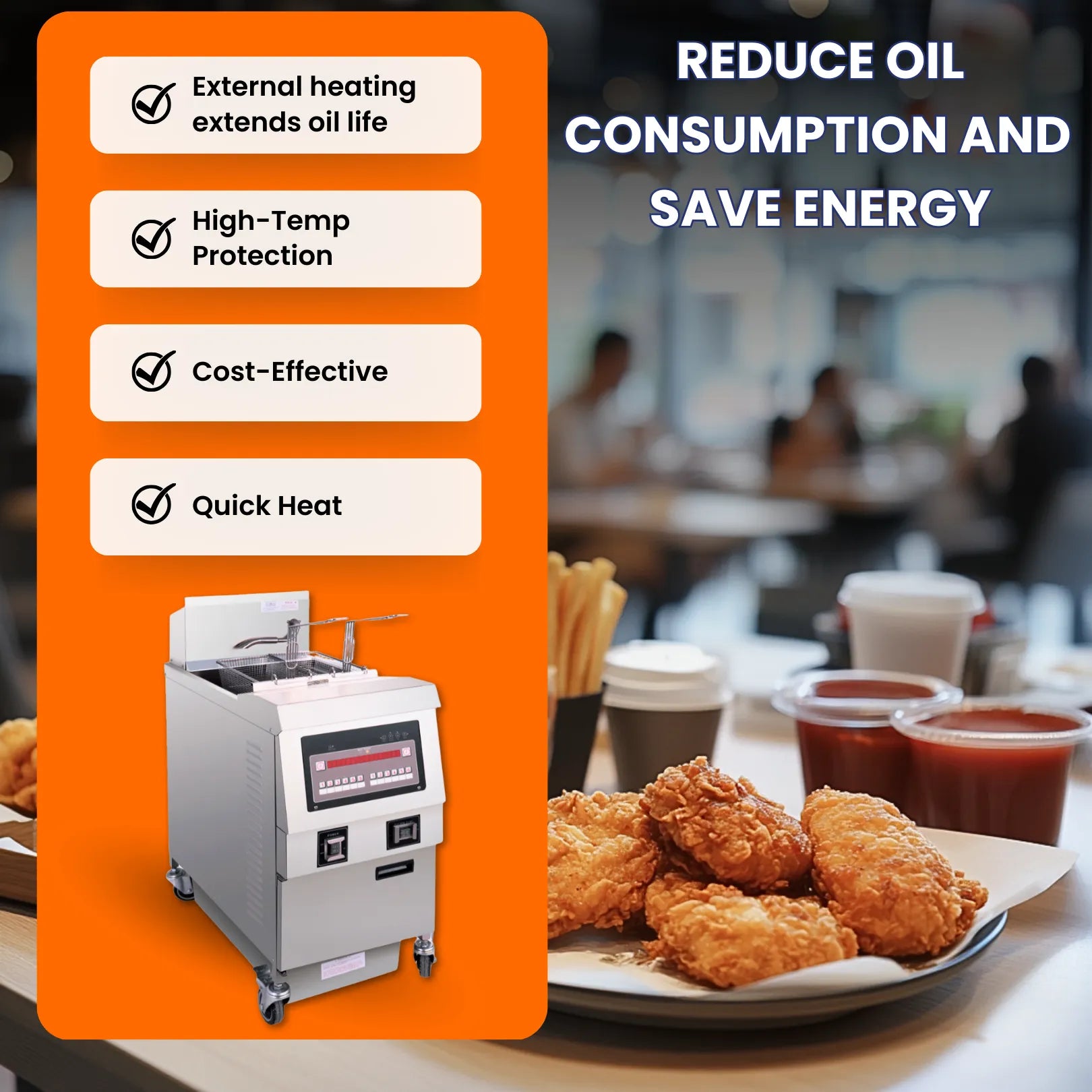 LED display showing precise cooking time and temperature on OFG-321