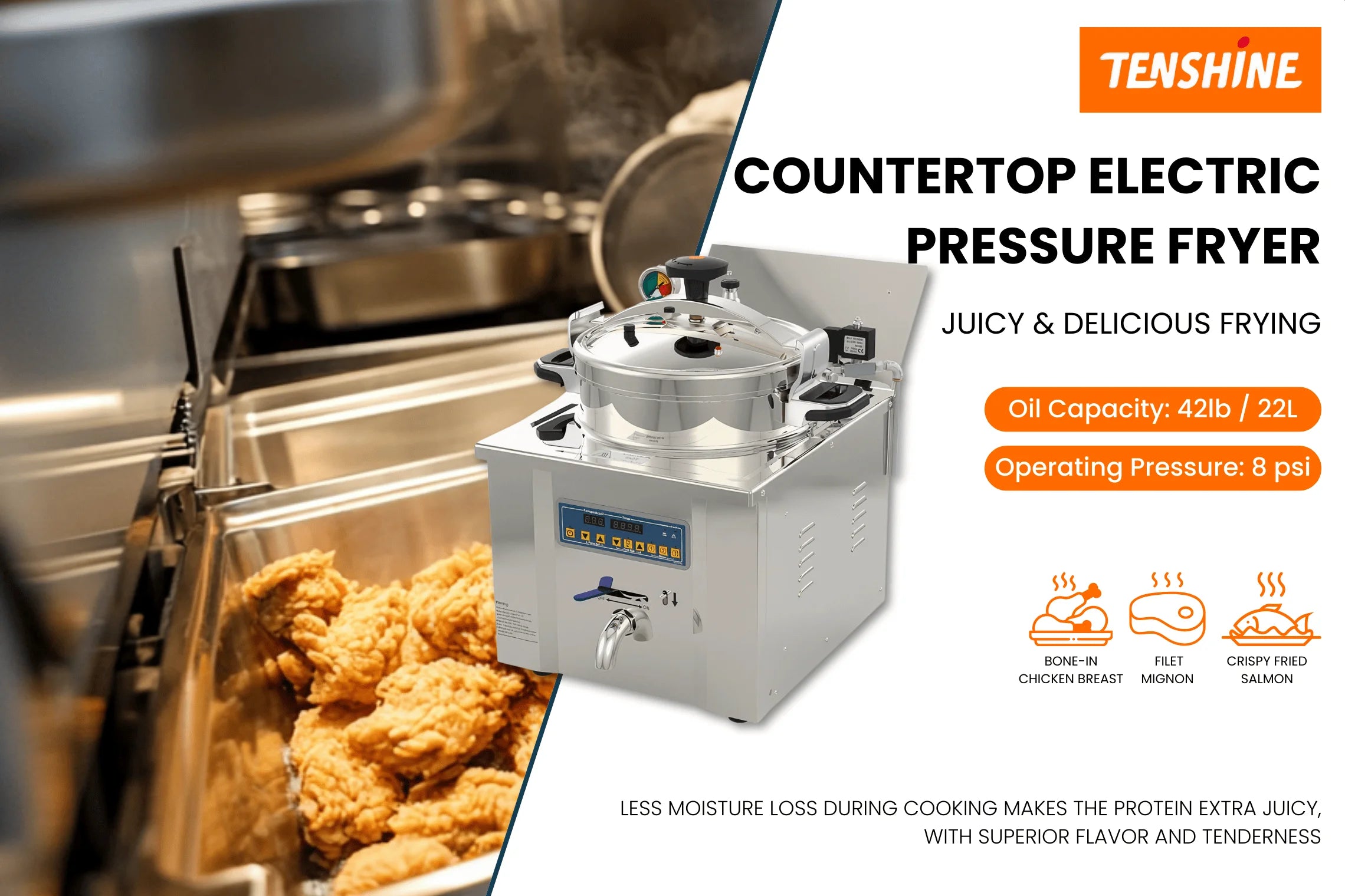 High-performance commercial countertop deep fryer designed for fast-paced kitchens and consistent output.