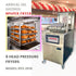 PFE - 5910 Heavy - Duty Electric Pressure Fryer 17KW 99lb / 75KG Shortening 8 Head with Oil Filtration SystemPressure Fryer