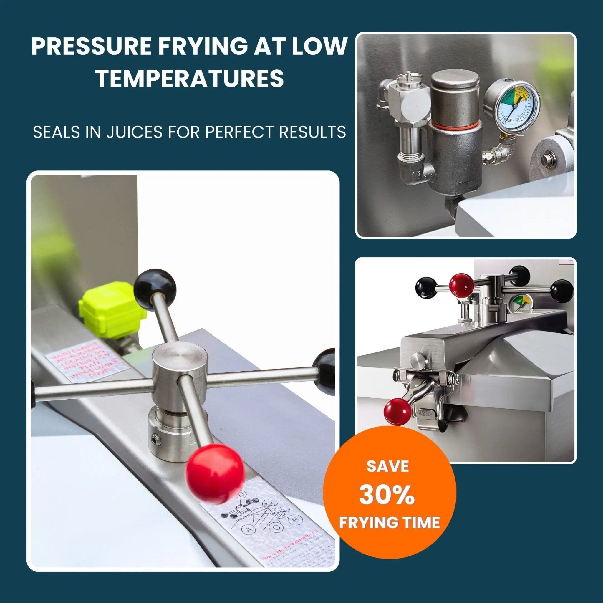 PFG600 Commercial Gas Pressure Fryer 88000BTU 55lb/25L with Oil Filtration SystemPressure Fryer