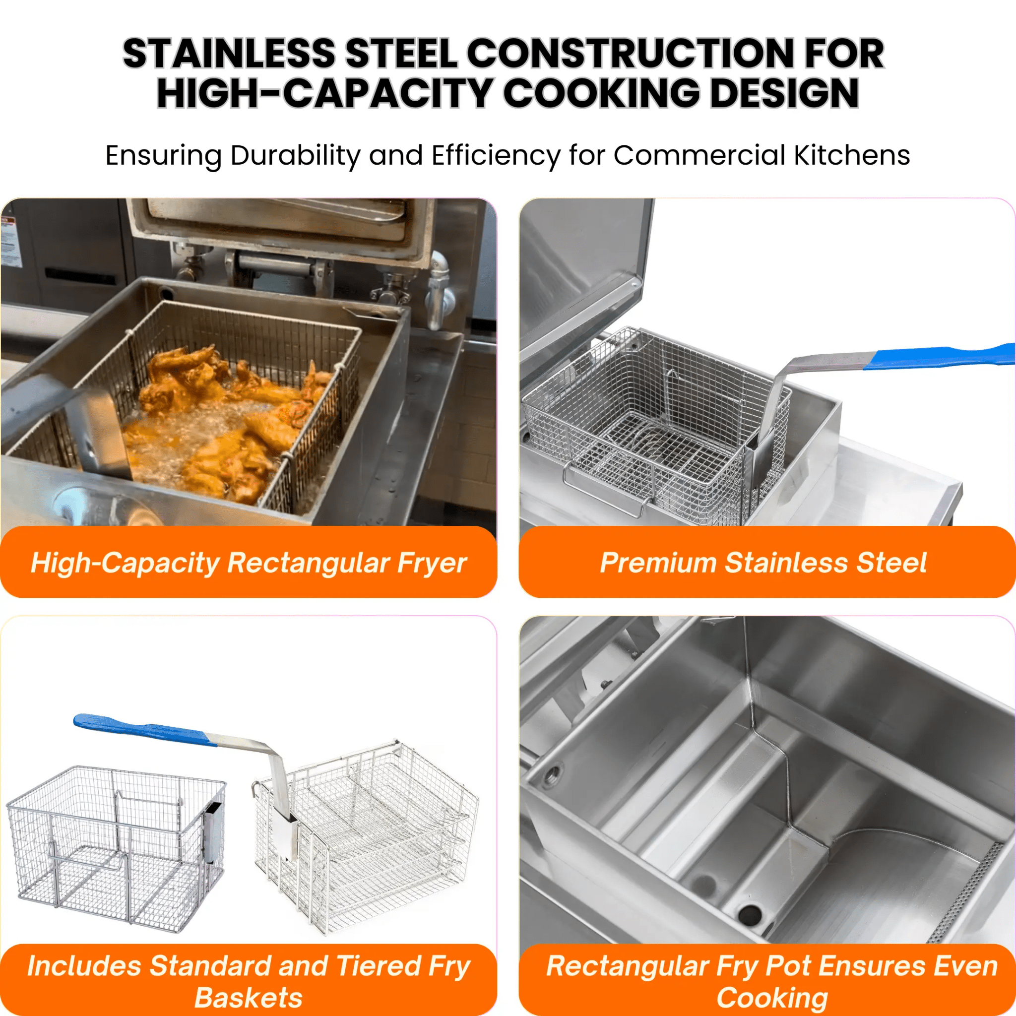 PFG800 Commercial Gas Pressure Fryer 88000 BTU 55lb/25L with Oil Filtration SystemPressure Fryer