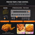 Smart digital control panel of the electric pressure fryer for precise temperature and timing.