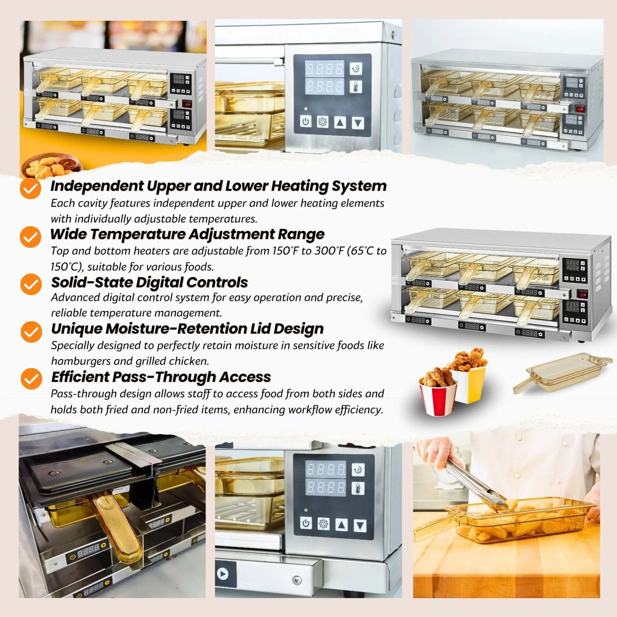 RB2-6 Tabletop Stainless Steel Double-Layer 6-Tray Food Warming Cabinet & Heated Holding StationHeated Holding Cabinet