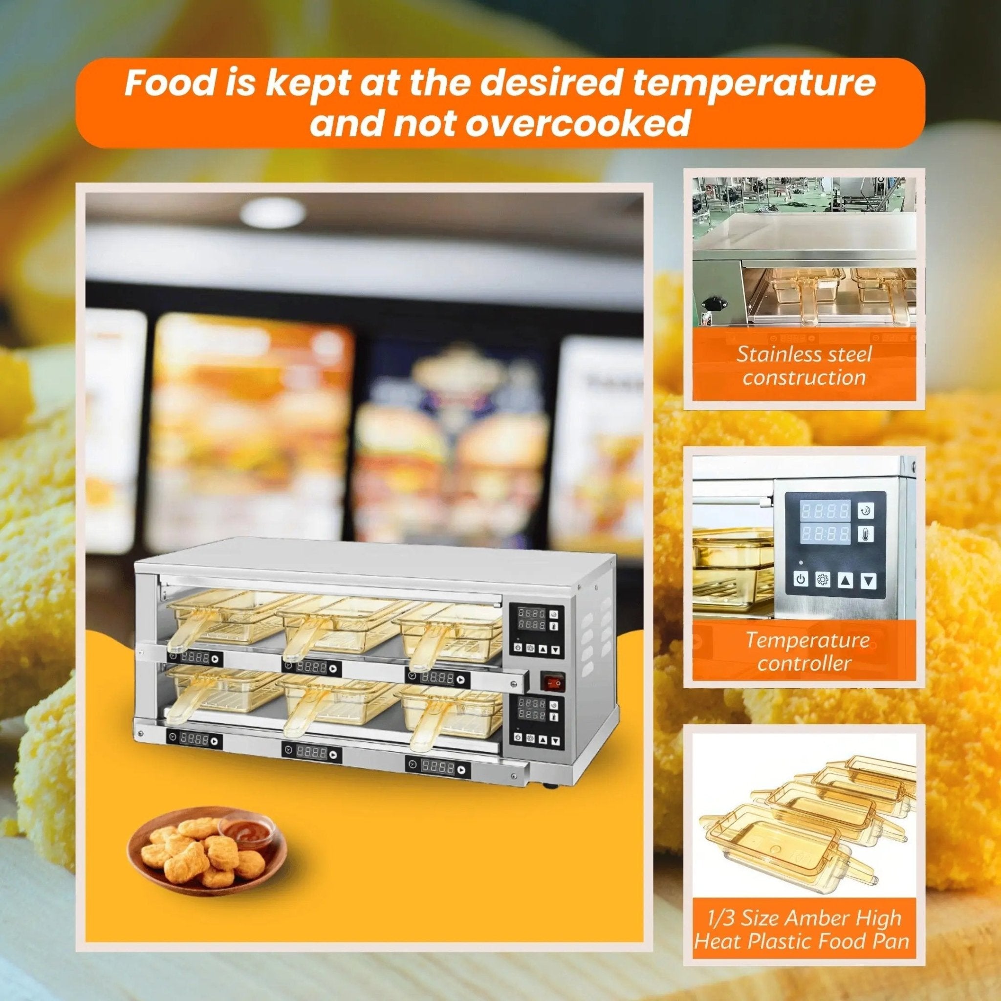 RB2-6 Tabletop Stainless Steel Double-Layer 6-Tray Food Warming Cabinet & Heated Holding StationHeated Holding Cabinet