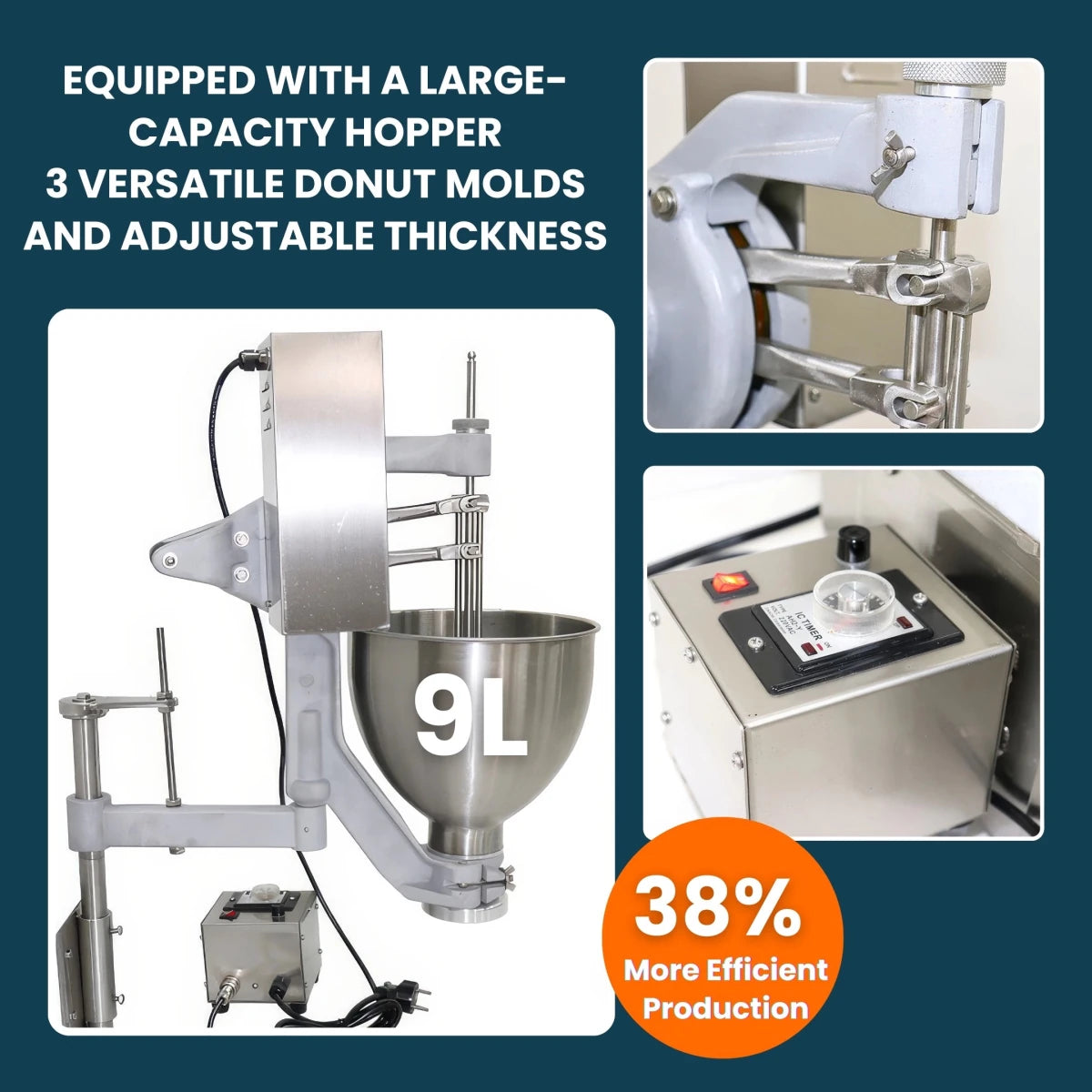Structural workflow of the semi-automatic donut fryer machine, demonstrating the seamless batter dropping mechanism and efficient BOH oil management system.