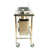 Side profile of the ultra-slim Tenshine fried chicken breading station against a white background, highlighting its compact footprint designed for crowded QSR kitchens.