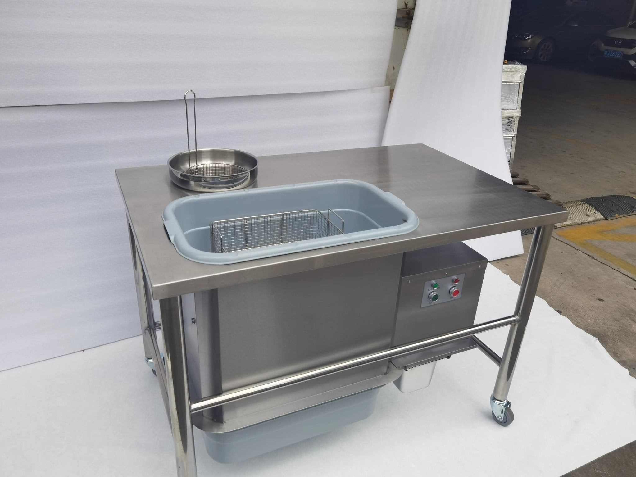 Silent Electric Breading Table for Fried Chicken with Automatic Flour Sifter BT - 1E(Upgraded to Food - Grade Plastic Bowl)Breading Table