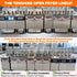 The complete Tenshine open fryer factory lineup, ranging from standard dual-vat setups to quad-vat auto-lift commercial fryers.