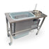 Front angle view of the Tenshine BT-2P commercial chicken breading station with automatic flour sifter, 220V model for global QSR kitchens.