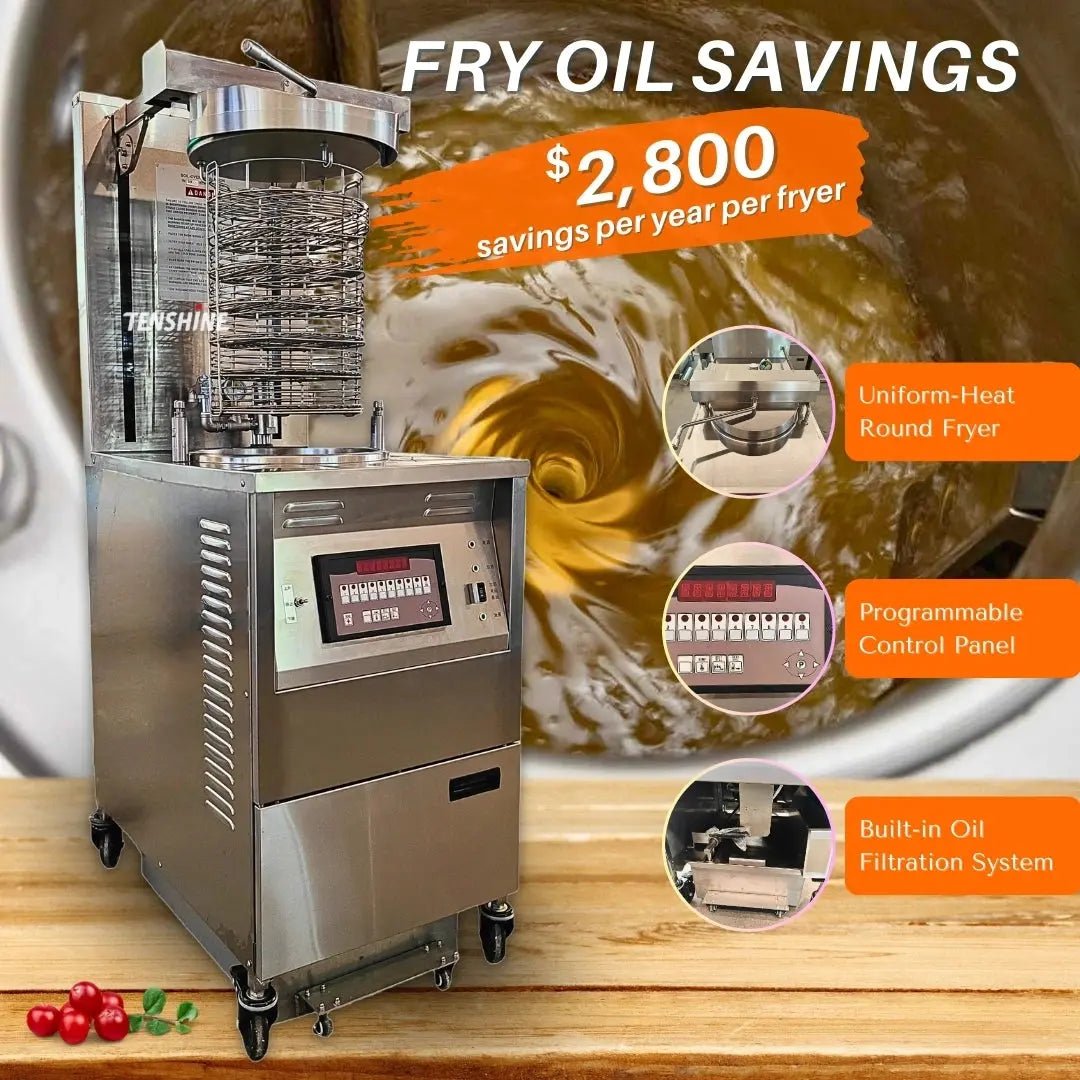 TENSHINE Commercial Auto - Lift Pressure Fryer Pressure Deep Fryer with Automatic Oil Filtration PFE - H1800Commercial Auto - Lift Pressure Deep Fryer