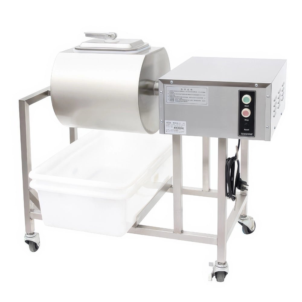 Tenshine Commercial Electric Meat Marinator & Tumbler Machine. Stainless steel automatic drum for marinating fried chicken and meat