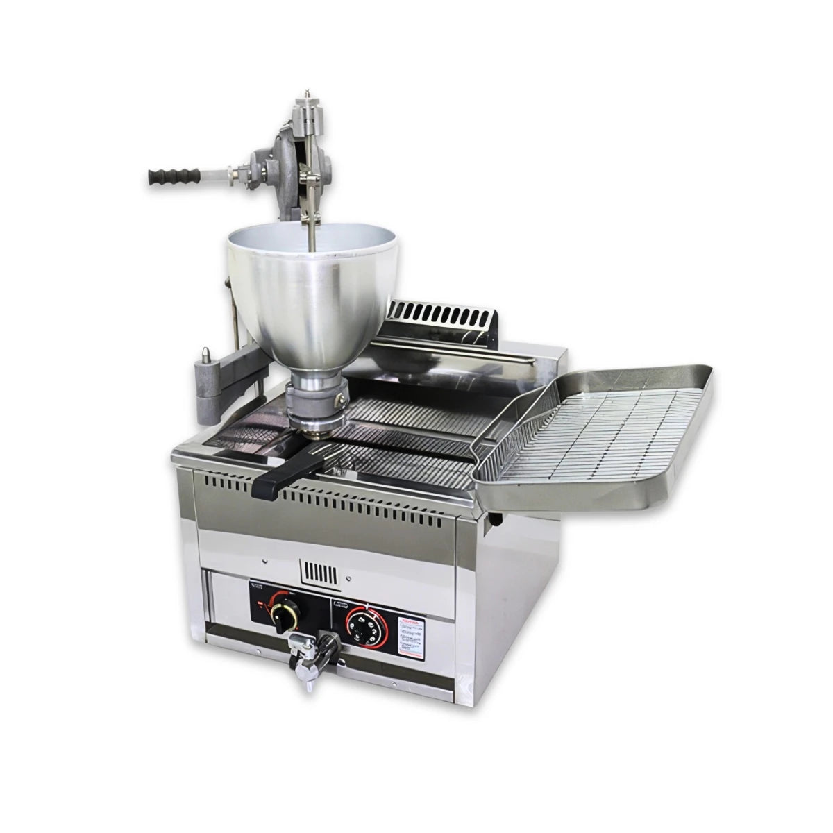 Hero image of the Tenshine T-102RQ commercial manual gas donut maker, featuring a 100% off-grid design with zero electricity required.