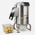Tenshine TFS-PP10 mid-volume electric potato peeler processing a full 22 lb batch of root vegetables.