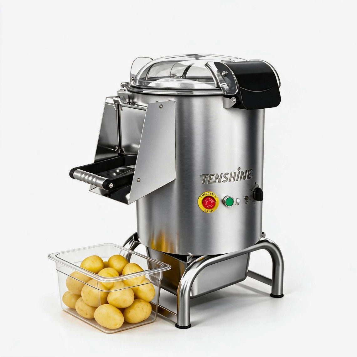 Tenshine TFS-PP5 best electric potato peeler machine for small commercial kitchens with 11 lb batch capacity.