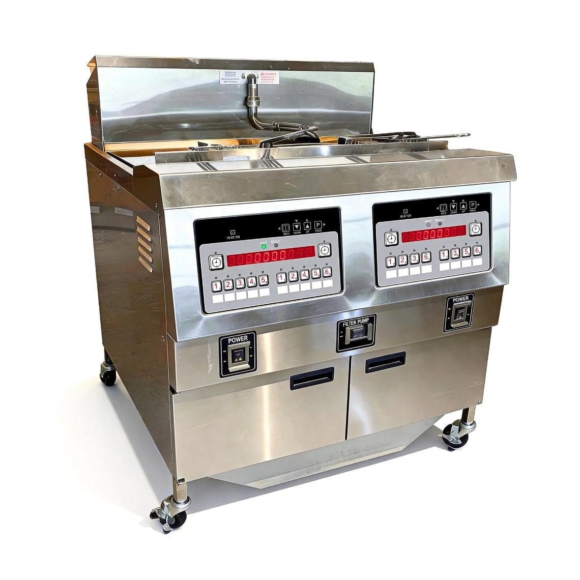 Left angle view of the Tenshine TS-EF322 commercial deep fryer electric 208V-240V US standard.