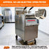Detail view of the Tenshine TS-EF126 restaurant deep fryer in a busy commercial kitchen, frying approx. 50 lbs (21.5L) per pot with rapid heat recovery.