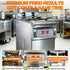 Key features of the TS-EF213 commercial deep fryer with filtration system, showing lift-out heating elements for deep cleaning and zero-skill smart menus.