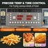 Close-up of the TS-EF213 programmable deep fryer control panel, displaying precise temperature settings, 6 smart menus, and the automatic oil filter switch.