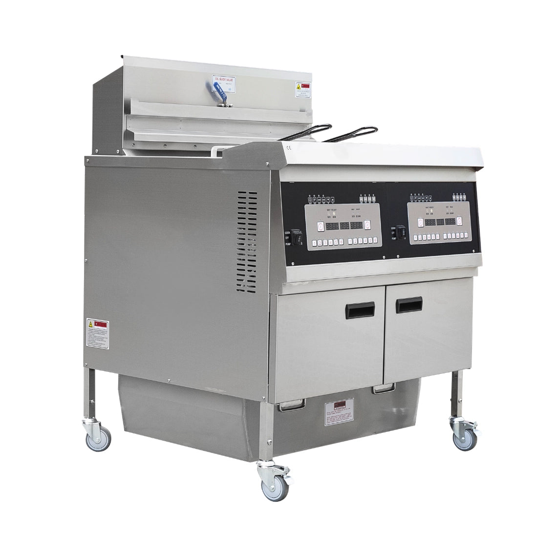 Front view of the TS-EF302 heavy-duty electric commercial deep fryer featuring a 208V-240V 3-phase configuration designed for high-volume North American restaurant kitchens.